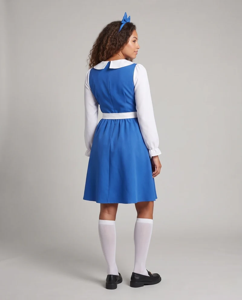 Damen Märchenhaftes Kleid im Alice im Wunderland Stil mit langen Ärmeln und Kragen Drune