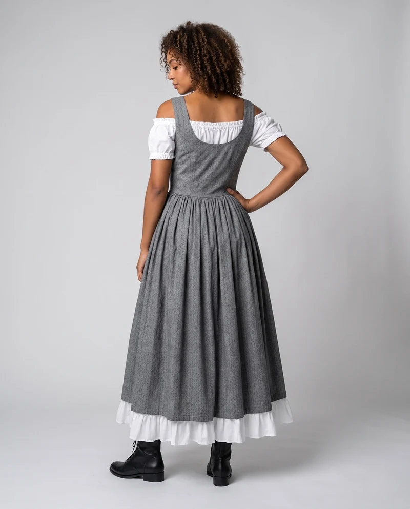 Damen Märchenhaftes Kleid mit langem, fließendem Oberteil Drune