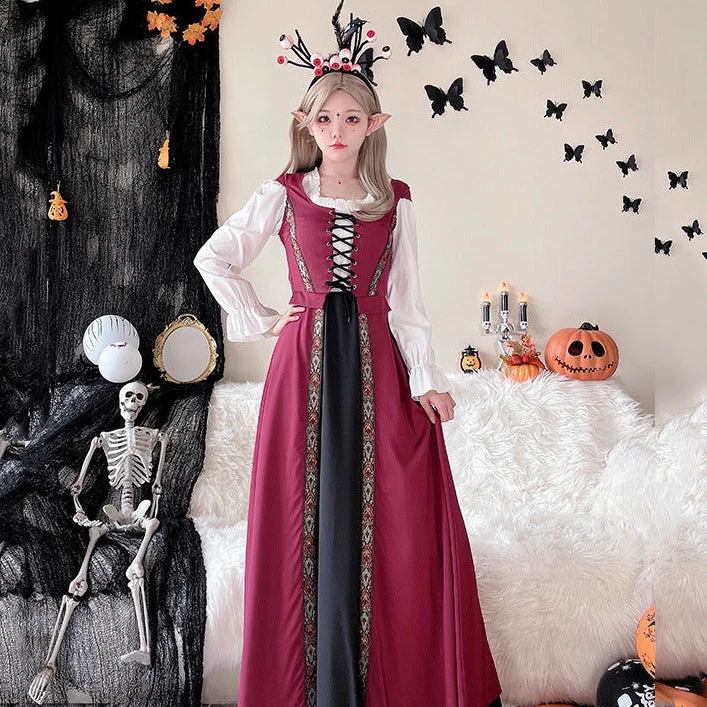 Damen Märchenhaftes Kostümkleid mit eleganter Schnürung und romantischen Details Drune