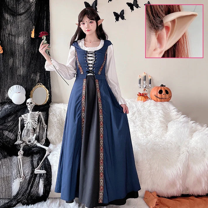 Damen Märchenhaftes Kostümkleid mit eleganter Schnürung und romantischen Details Drune