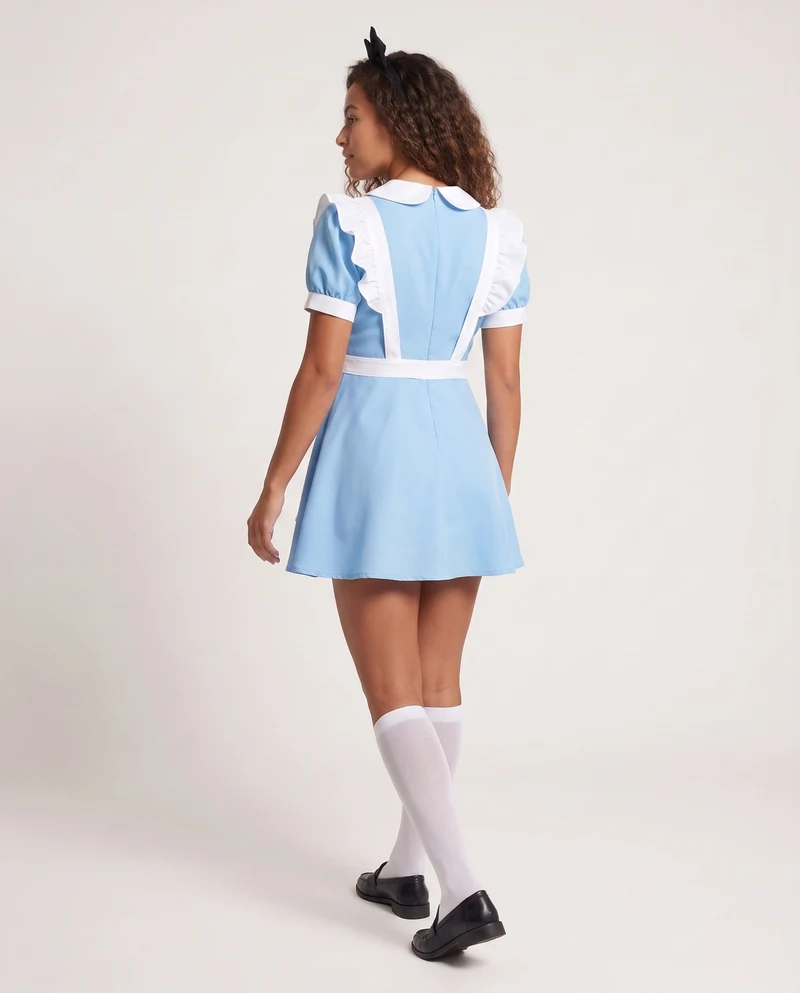 Damen Märchenhaftes Kostümkleid mit Schürze und Puffärmeln Drune