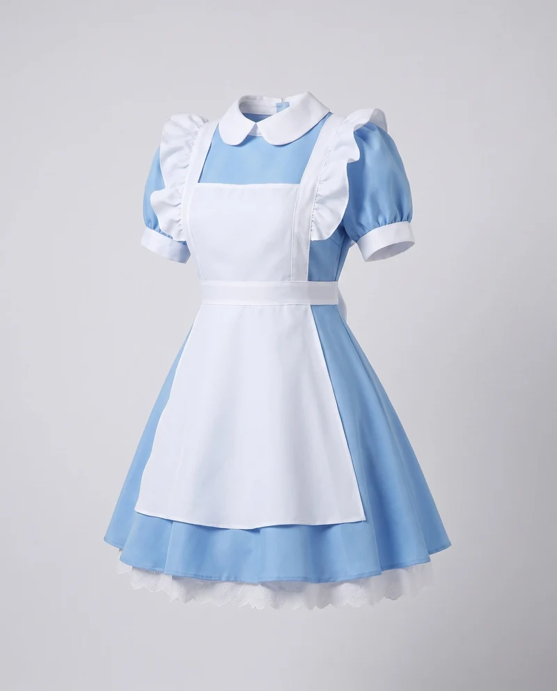 Damen Märchenhaftes Kostümkleid mit Schürze und Puffärmeln Drune