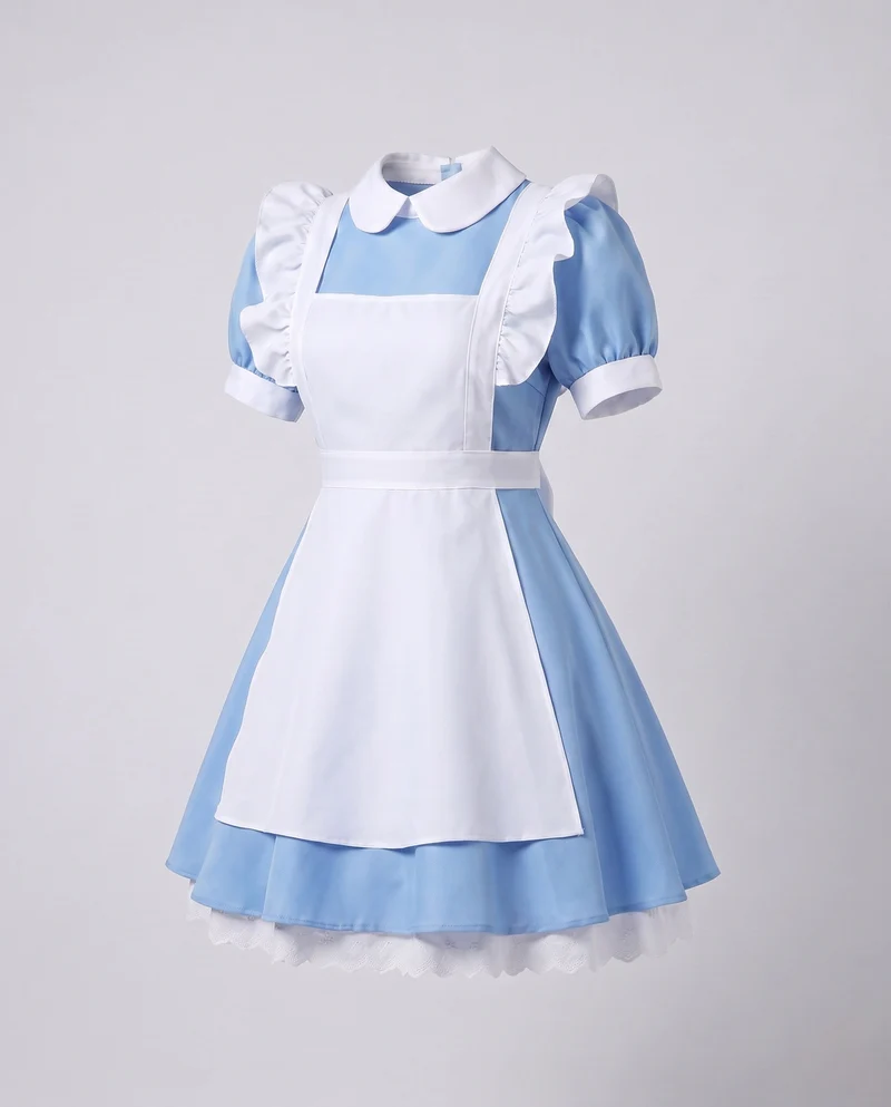 Damen Märchenhaftes Kostümkleid mit Schürze und Puffärmeln Drune