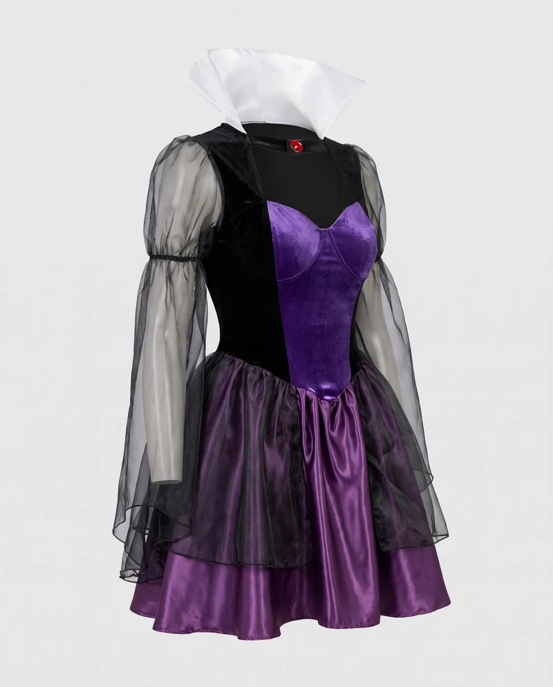 Damen märchenhaftes Kostümkleid mit schwingenden Ärmeln und glitzernden Akzenten Drune