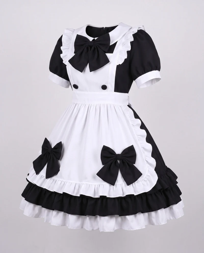 Damen verspieltes Kostümkleid mit Rüschen und Schleifen Drune