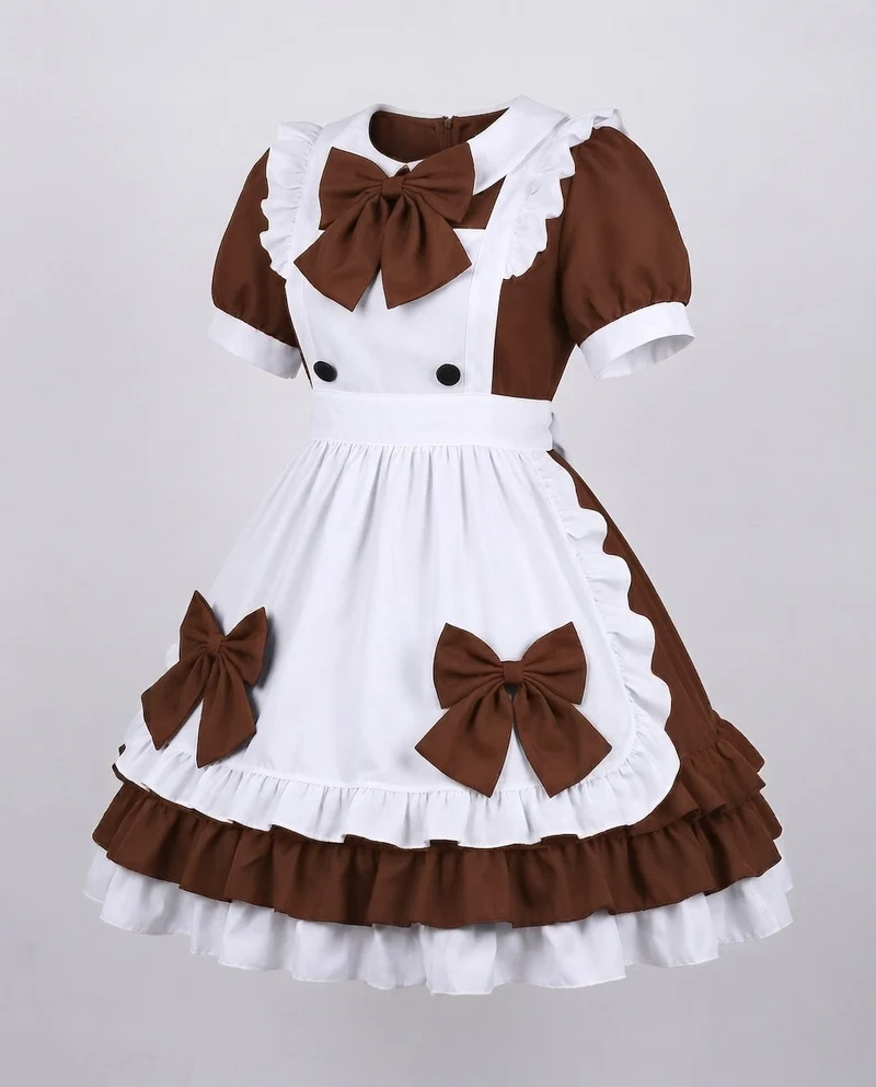 Damen verspieltes Kostümkleid mit Rüschen und Schleifen Drune
