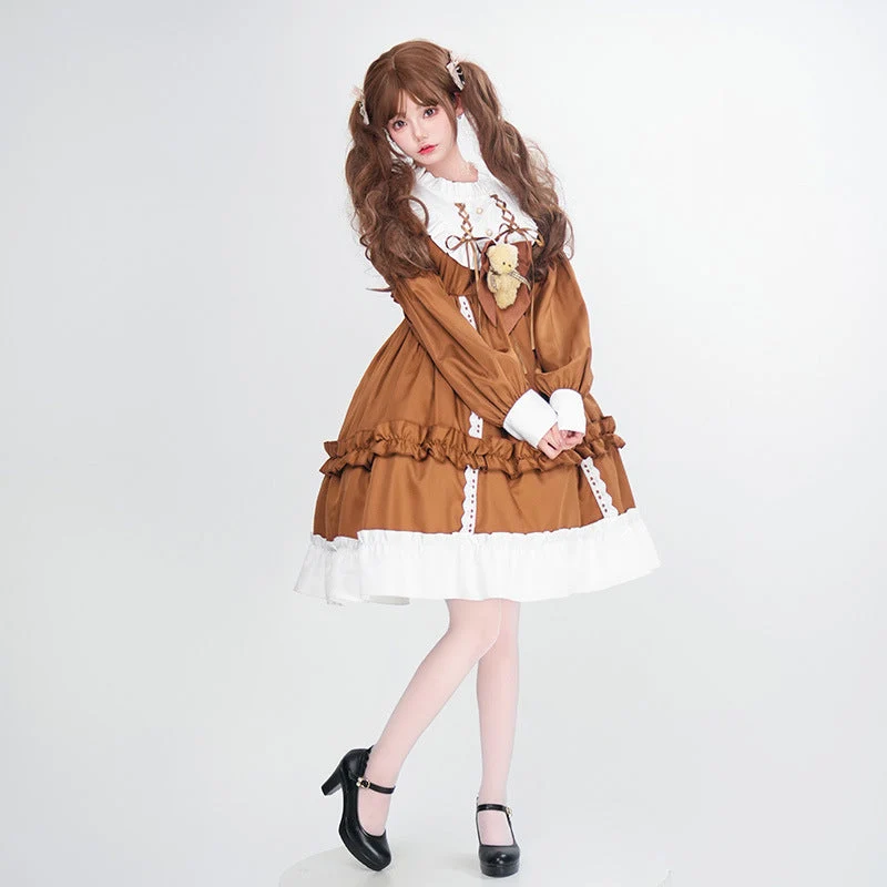 Damen Verspieltes Kostümkleid mit Rüschen und Teddybär-Motiv Drune