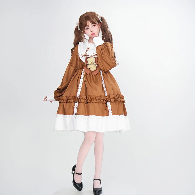 Damen Verspieltes Kostümkleid mit Rüschen und Teddybär-Motiv Drune