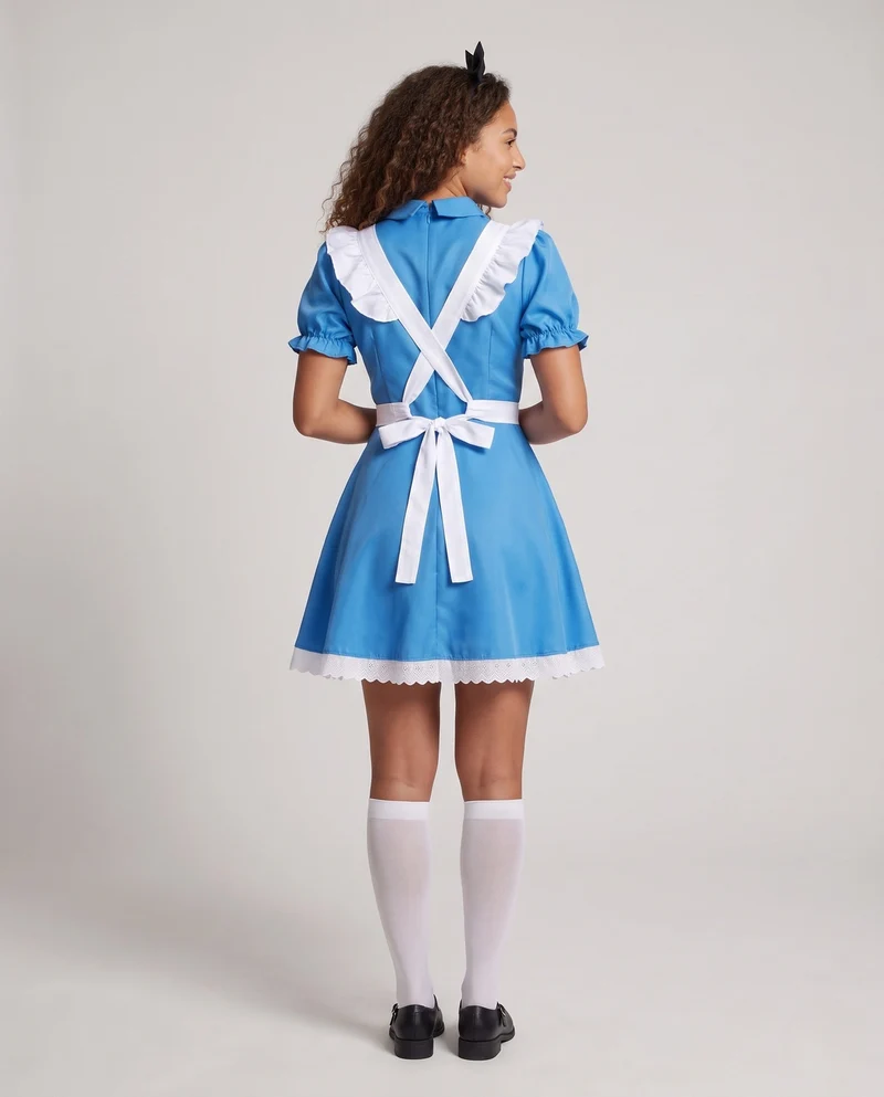 Damen verspieltes Kostümkleid mit Rüschendetails und Schürze Drune