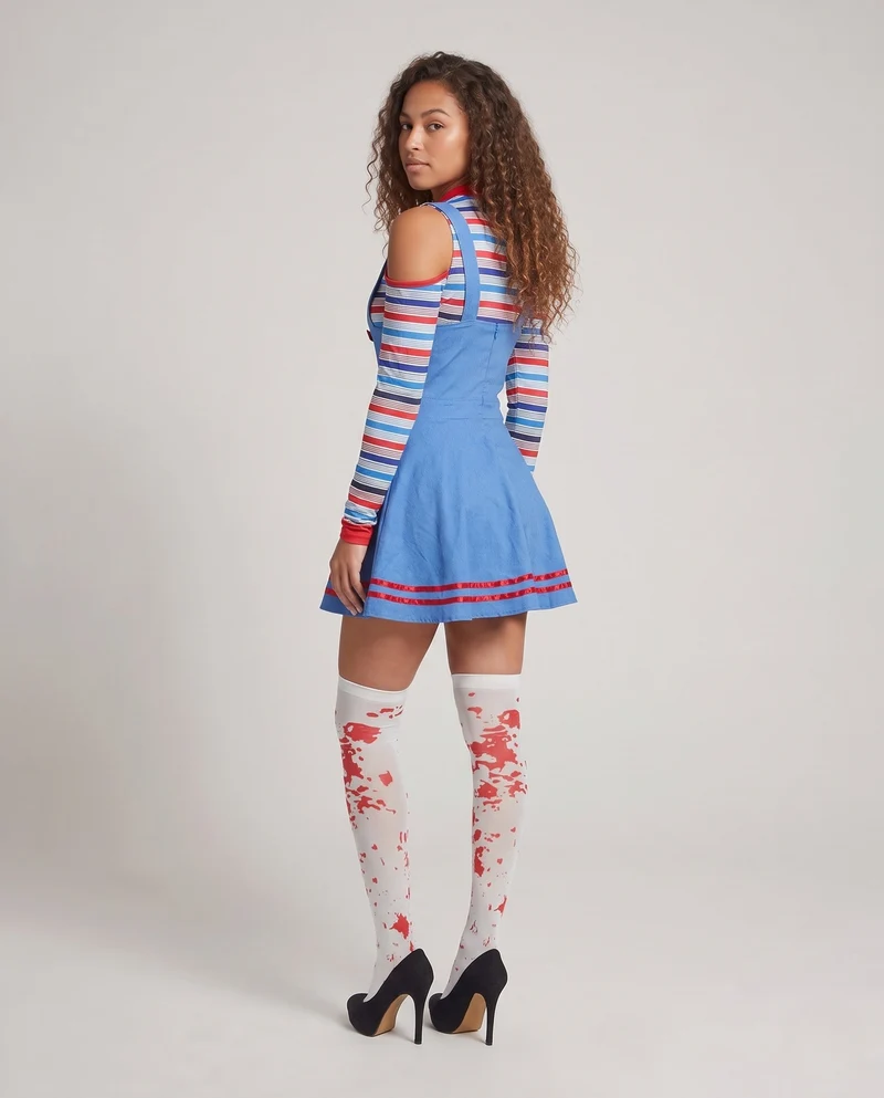 Damen verspieltes Latzkleid mit langen Ärmeln Drune