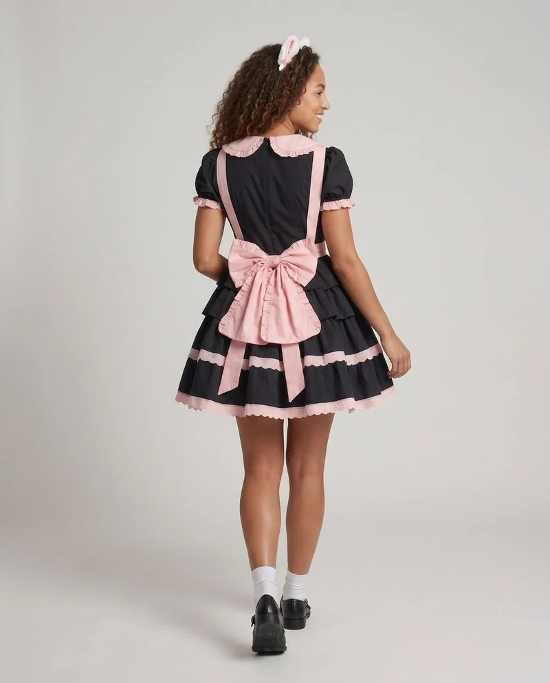 Damen verspieltes Schürzenkleid mit Herzdetails und Rüschenelementen Drune
