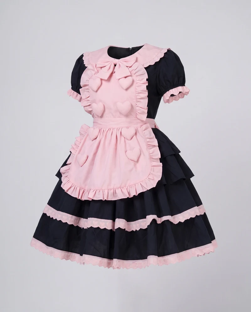 Damen verspieltes Schürzenkleid mit Herzdetails und Rüschenelementen Drune