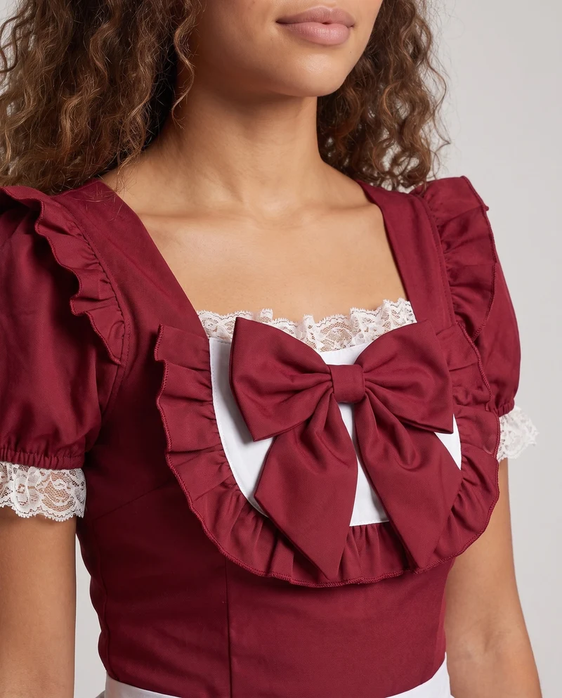 Damen verspieltes Vintage-Latzkleid mit Rüschendetails Drune