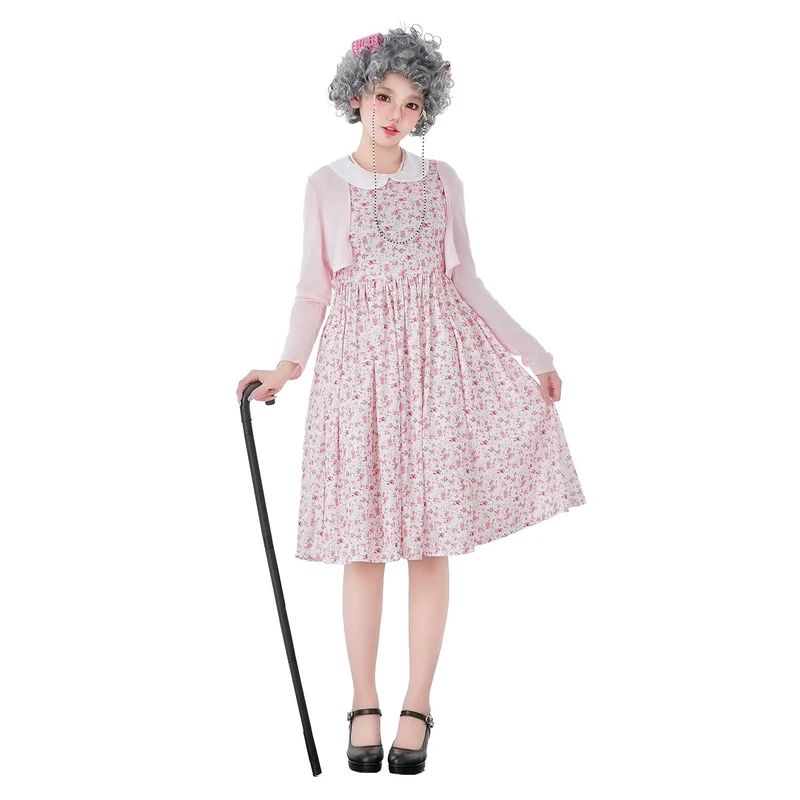 Damen Vintage-blumenmuster Kleid mit schwingendem Rock und eleganten Details Drune