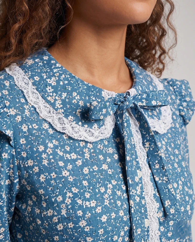 Damen Vintage Landhauskleid mit Schürze und Haube Drune