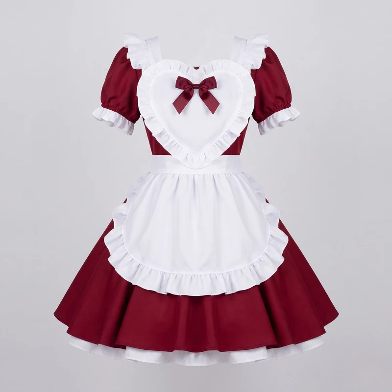 Damen Vintage-Servierkleid mit Rüschen und Haube Drune