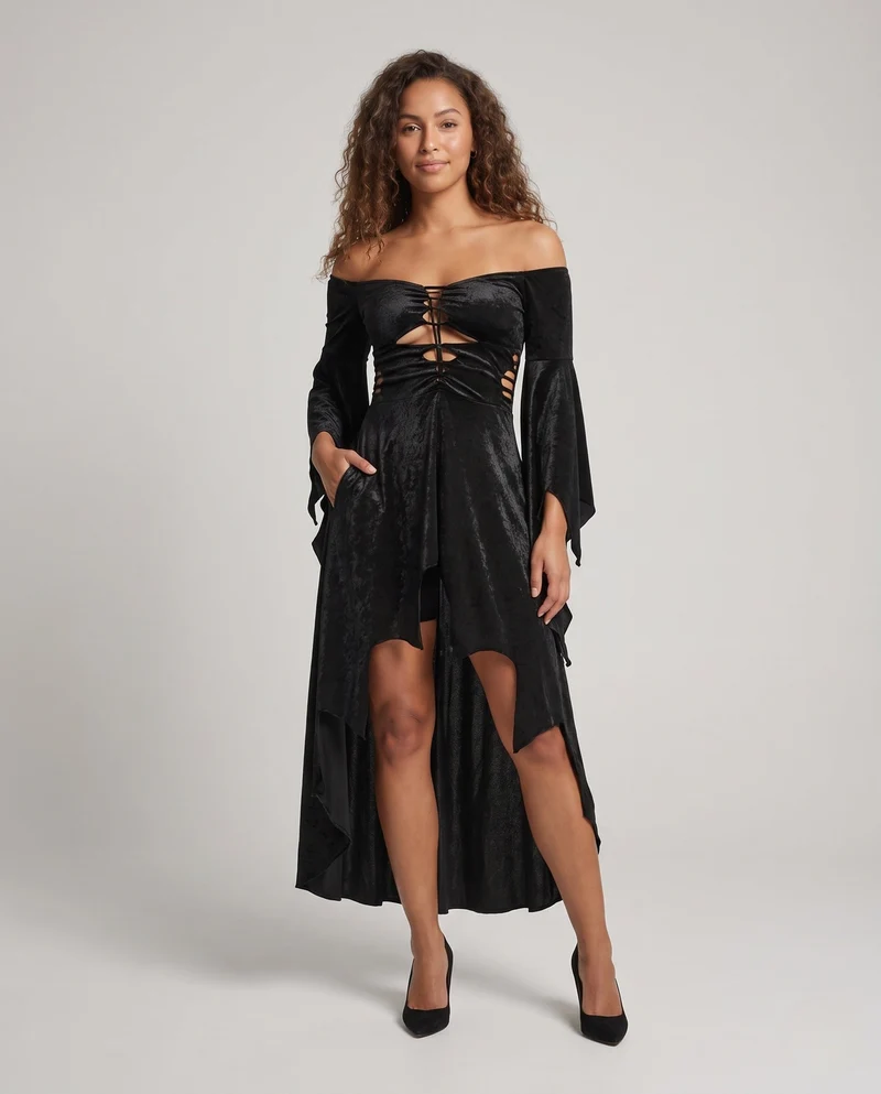 Damen Zauberhaftes Abendkleid mit weit ausgestellten Ärmeln Drune