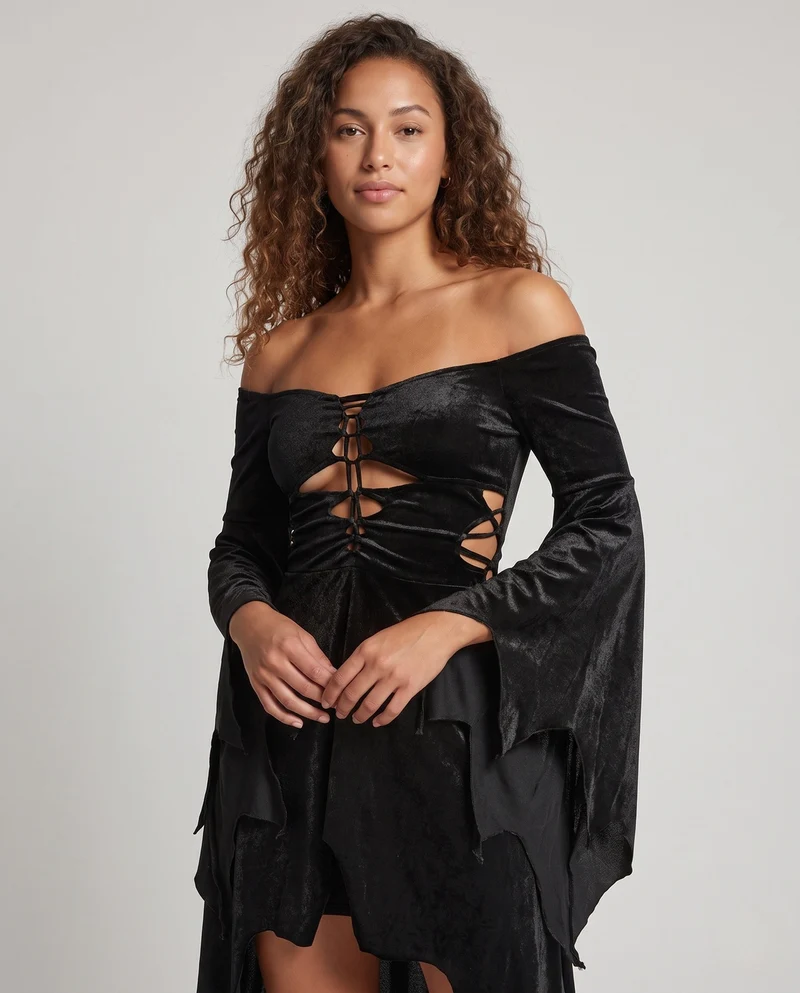 Damen Zauberhaftes Abendkleid mit weit ausgestellten Ärmeln Drune