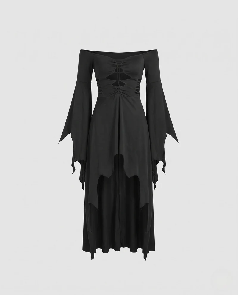 Damen Zauberhaftes Abendkleid mit weit ausgestellten Ärmeln Drune