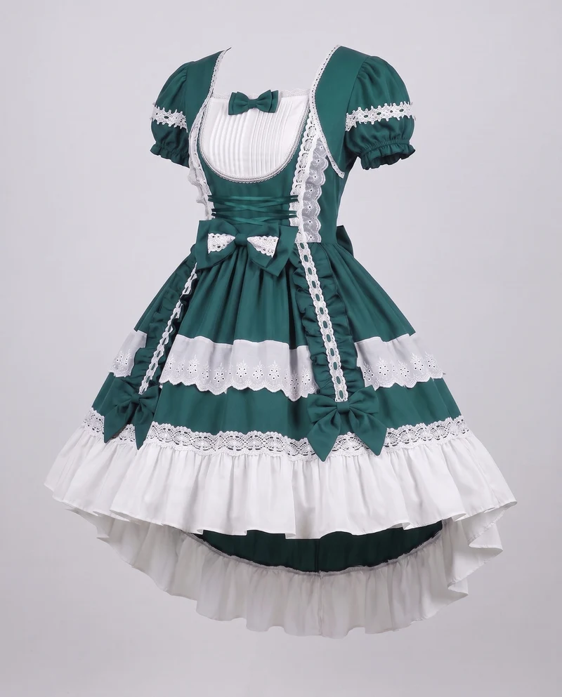 Damen Zeitloses Lolita-Kleid mit Rüschendetails und Puffärmeln Drune