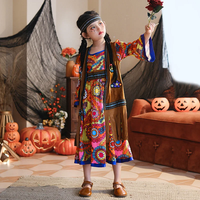Mädchen Boho Kleid mit langen Ärmeln Drune