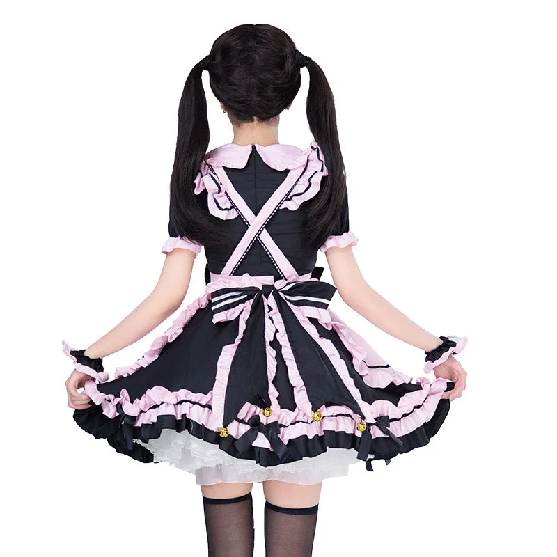 Mädchen verspieltes Kostümkleid mit Rüschen und Katzenohren Drune