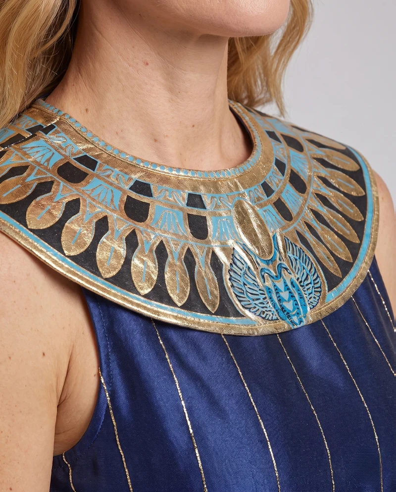 Damen Ägyptisches Königinnenkostüm mit eleganten Ornamenten und schimmerndem Tüll Drune