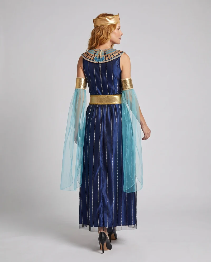 Damen Ägyptisches Königinnenkostüm mit eleganten Ornamenten und schimmerndem Tüll Drune