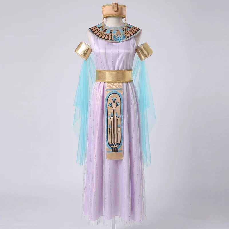 Damen Ägyptisches Königinnenkostüm mit eleganten Ornamenten und schimmerndem Tüll Drune
