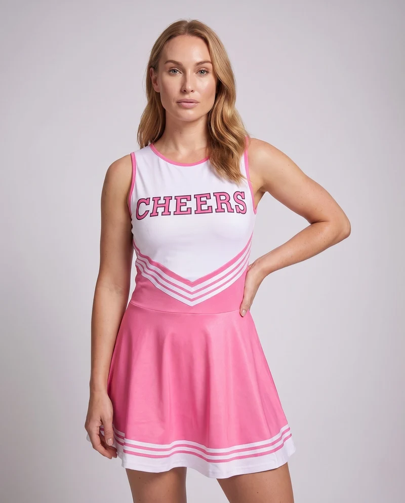 Damen Cheerleader Kostüm mit sportlichem Design und kontrastierenden Streifen Drune