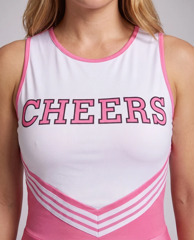 Damen Cheerleader Kostüm mit sportlichem Design und kontrastierenden Streifen Drune