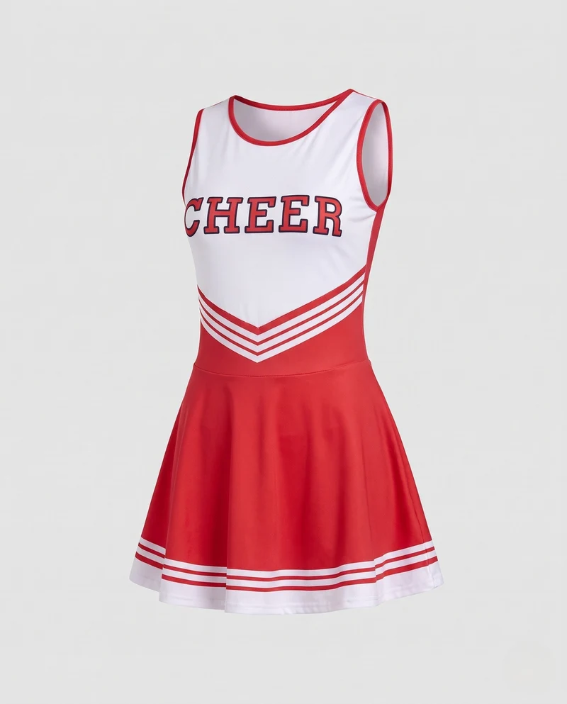 Damen Cheerleader Kostüm mit sportlichem Design und kontrastierenden Streifen Drune