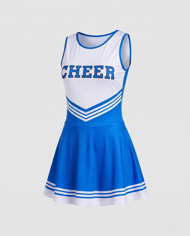 Damen Cheerleader Kostüm mit sportlichem Design und kontrastierenden Streifen Drune