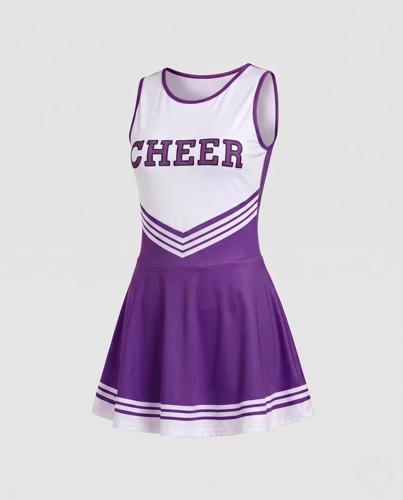Damen Cheerleader Kostüm mit sportlichem Design und kontrastierenden Streifen Drune