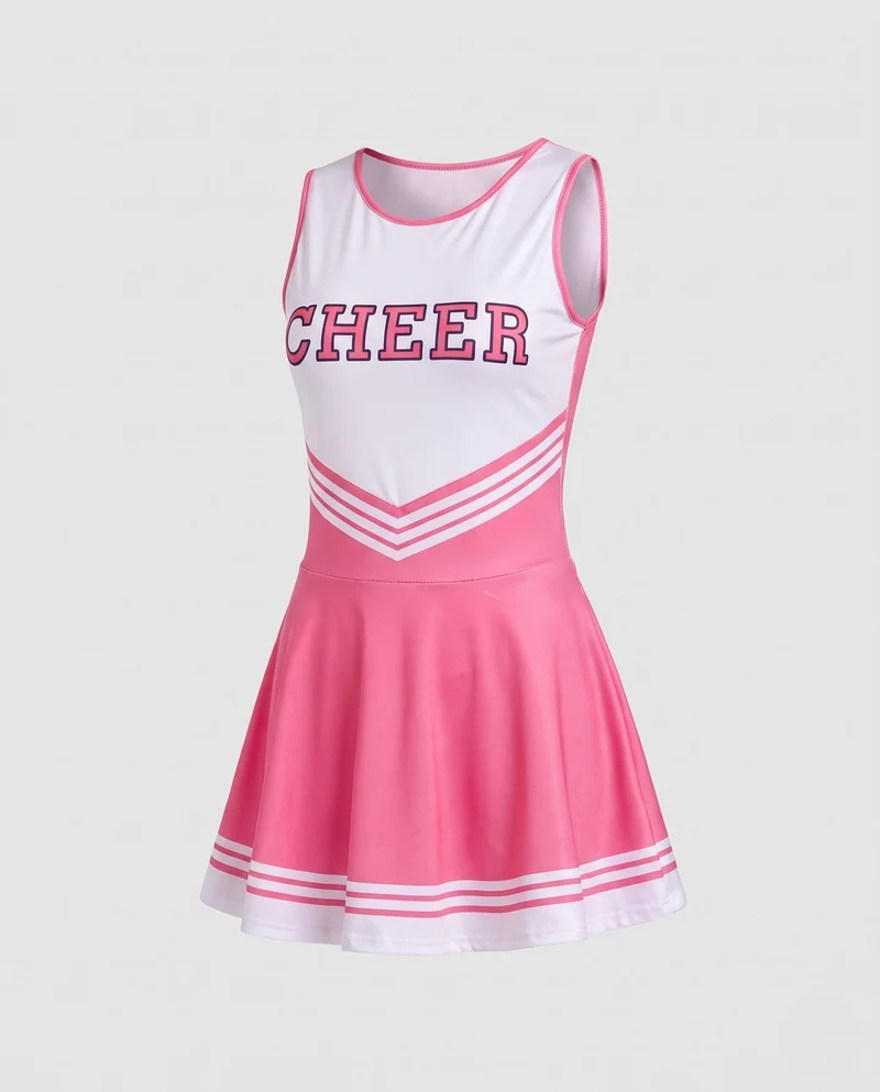 Damen Cheerleader Kostüm mit sportlichem Design und kontrastierenden Streifen Drune