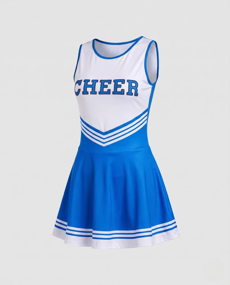 Damen Cheerleader Kostüm mit sportlichem Design und kontrastierenden Streifen Drune