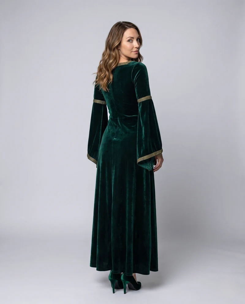 Damen Elegantes historisches Kleid mit weiten Ärmeln und dekorativem Schnürverschluss Drune