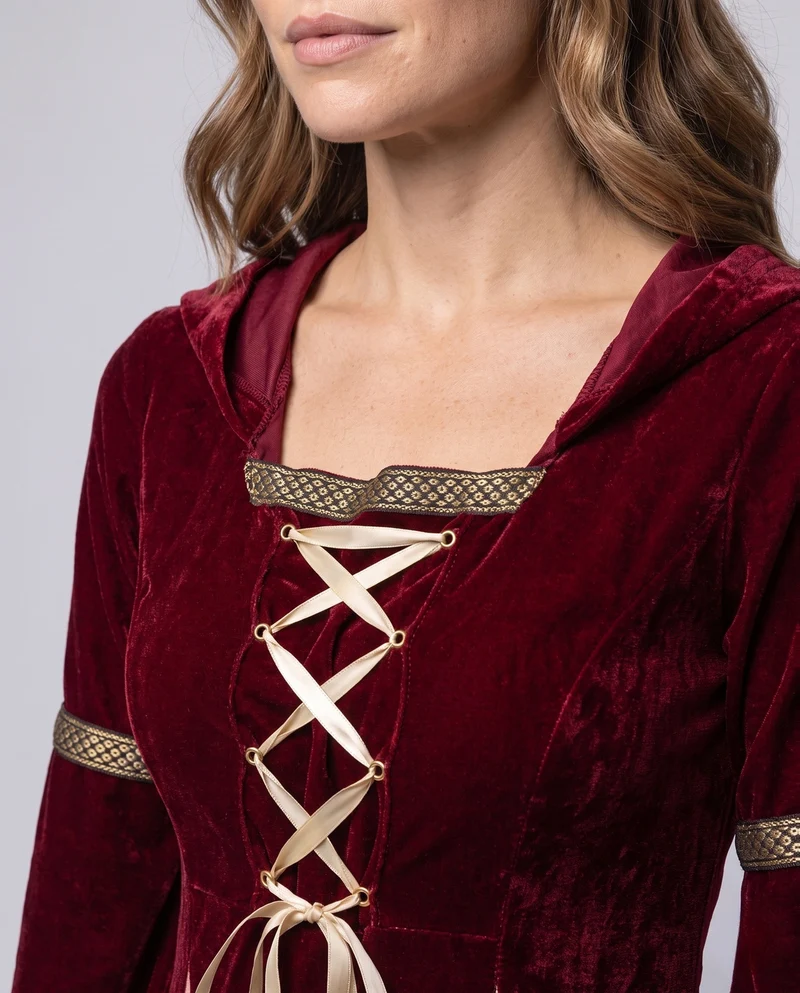 Damen elegantes Kapuzenkleid mit schwingenden Ärmeln Drune