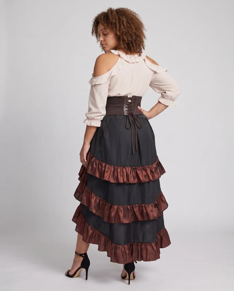 Damen Elegantes Korsett-Kleid mit voluminösem Rüschenrock Drune