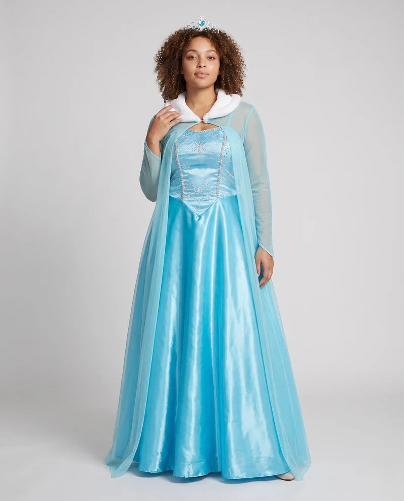 Damen Elegantes Prinzessinnenkleid mit transparentem Umhang und detaillierten Verzierungen Drune