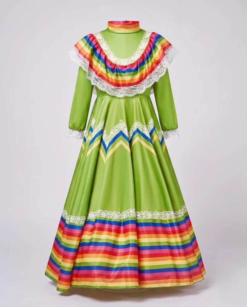 Damen festliches Kleid mit bunten Zierdetails Drune
