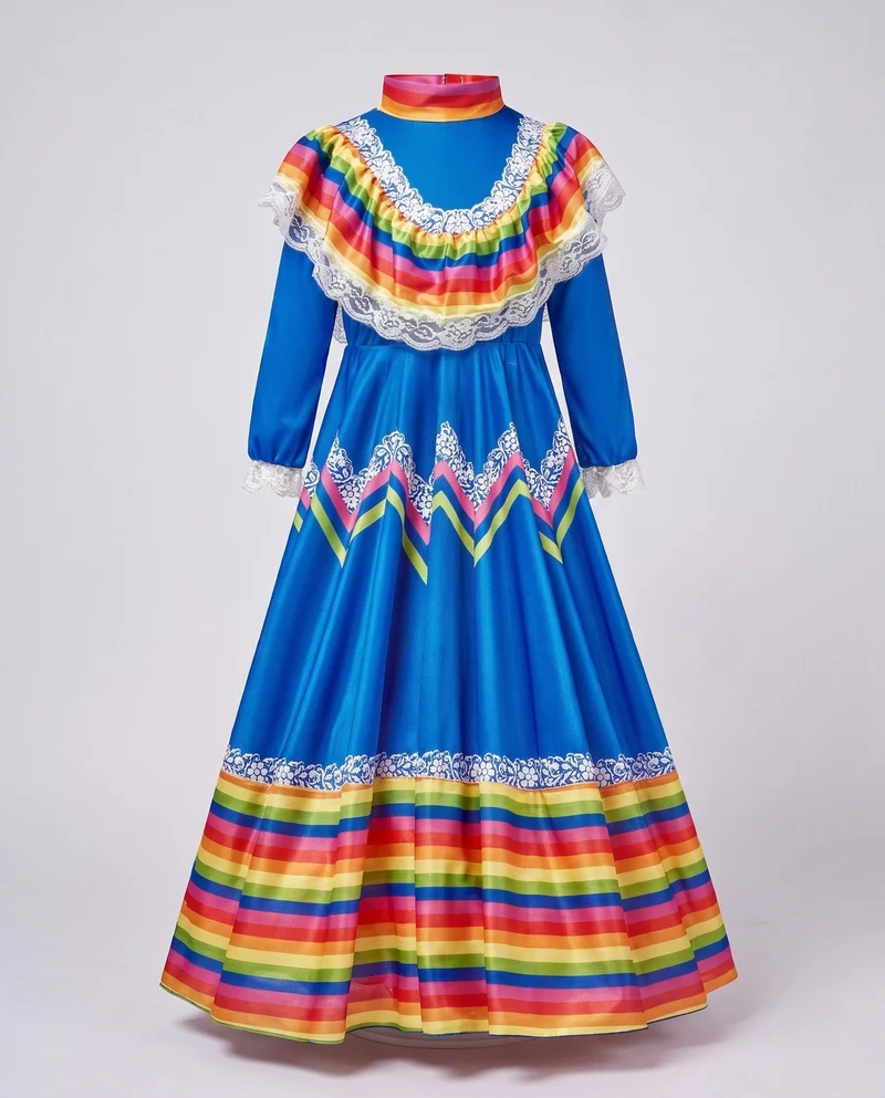 Damen festliches Kleid mit bunten Zierdetails Drune