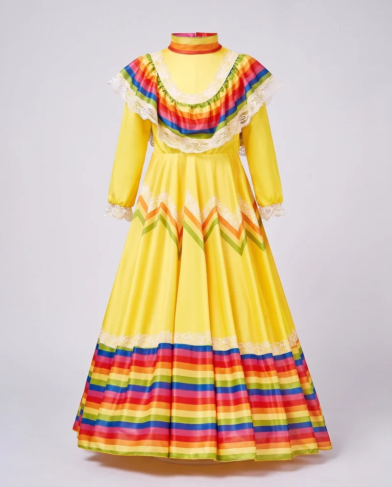 Damen festliches Kleid mit bunten Zierdetails Drune