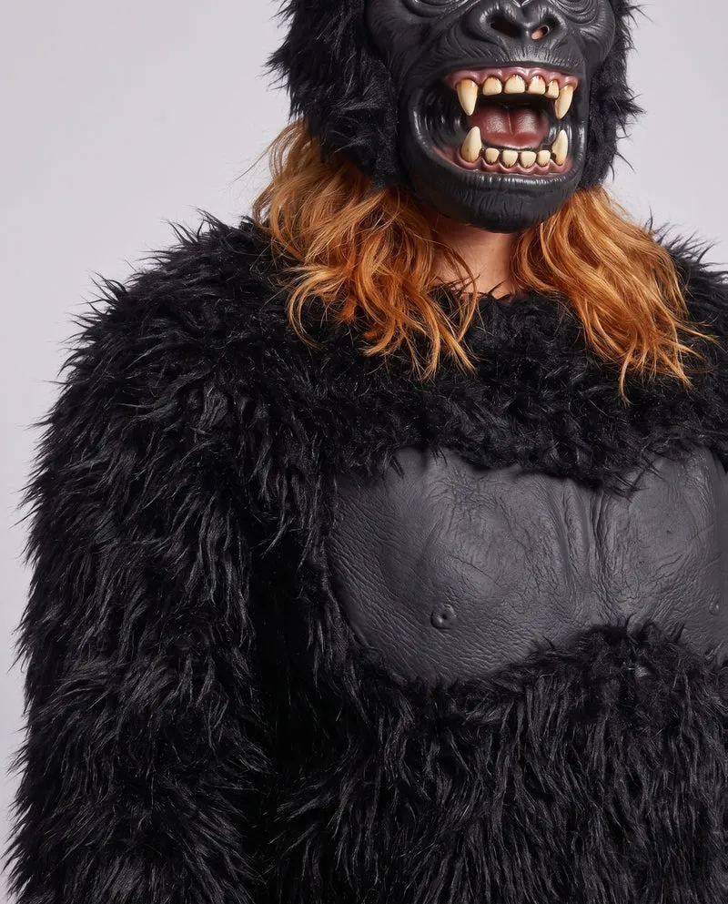 Damen Gorilla Kostüm mit maskierter Kapuze und detailreicher Verarbeitung Drune