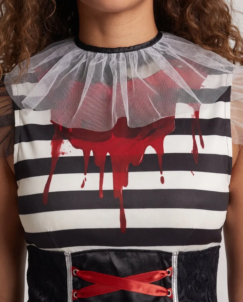 Damen Gruselige Clown-Kleid mit blutigen Akzenten Drune