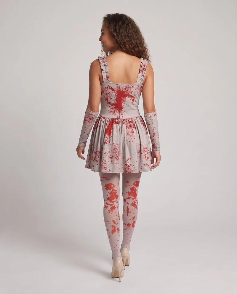 Damen Gruselige Geisterbraut Kleid mit romantischen Akzenten und blutigen Details Drune