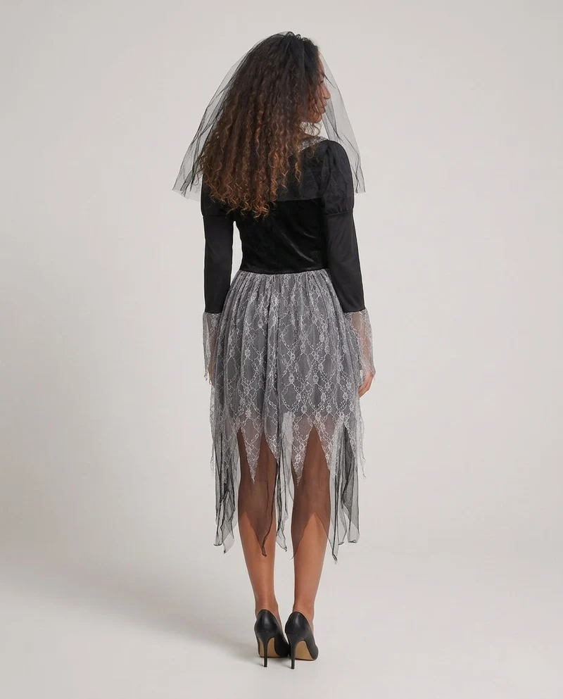 Damen Gruselige Geisterbraut mit detailliertem Spitzen-Skirt Drune