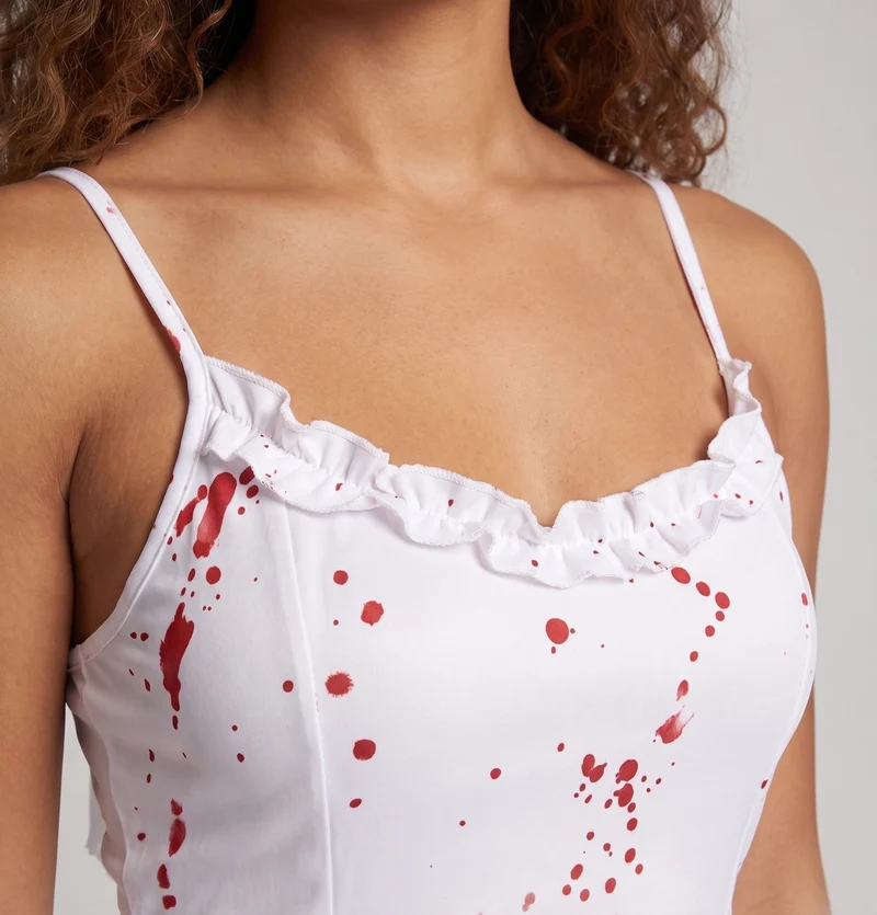 Damen Gruselige Hochzeitskleid mit blutigen Akzenten Drune