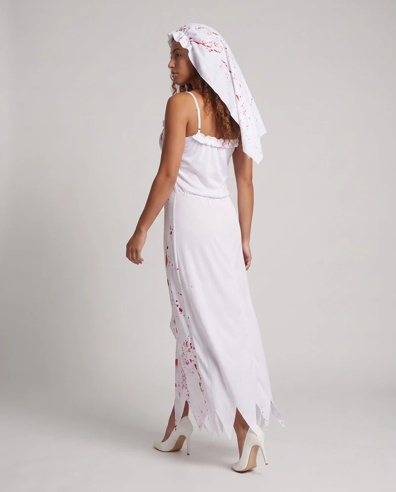 Damen Gruselige Hochzeitskleid mit blutigen Akzenten Drune