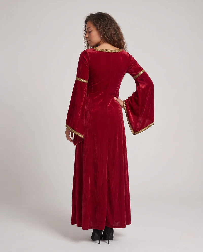 Damen Märchenhaftes Kostümkleid mit weit ausgestellten Ärmeln und Spitzenakzenten Drune